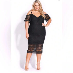 City chic Impressions black lace midi dress size XXL/24